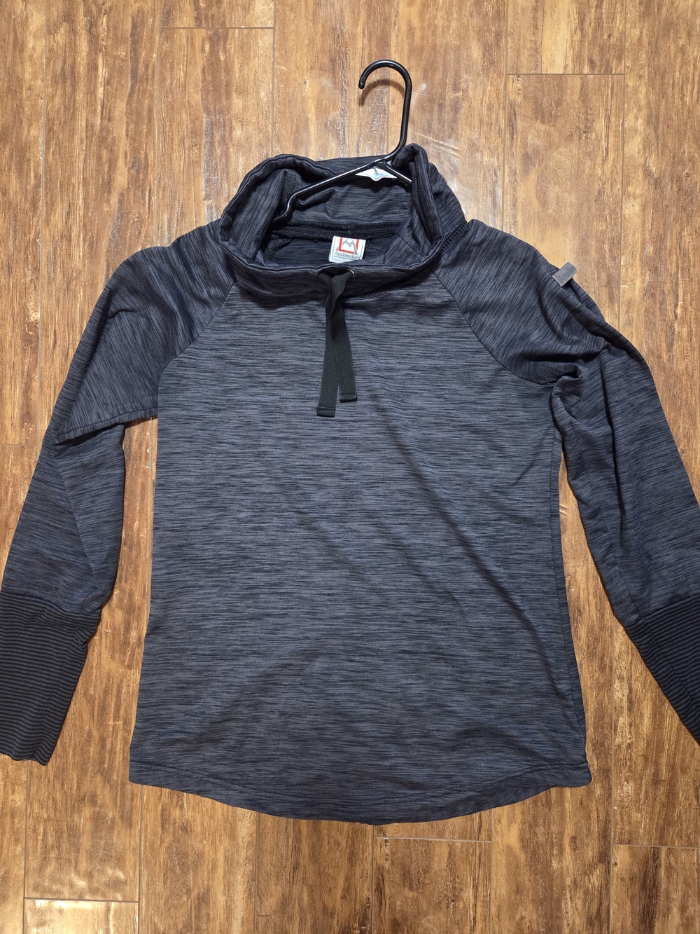 Heathered Dark Gray Pullover Hoodie with Funnel Neck